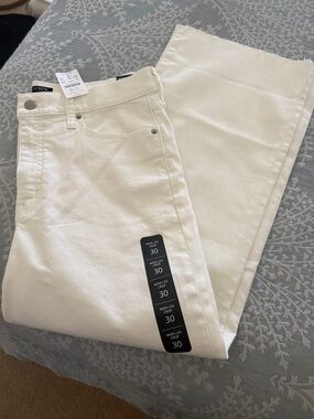J. Crew Wide-Leg Crop Jeans in Off-White